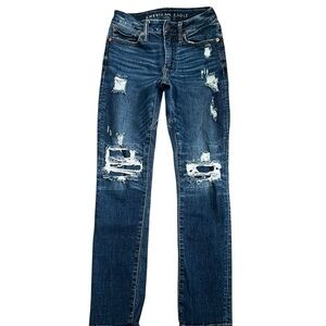 AEO AIRFLEX 360 Move Free Slim Distressed Men’s Blue Jeans Size 26X30.